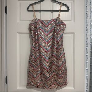Milly Colette Sequin Chevron Dress